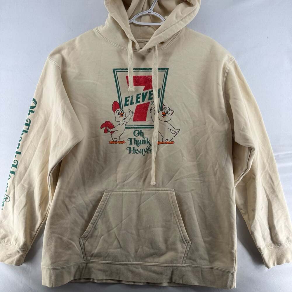 1648 7-Eleven Hoodie Size XL Beige Graphic Pullover
